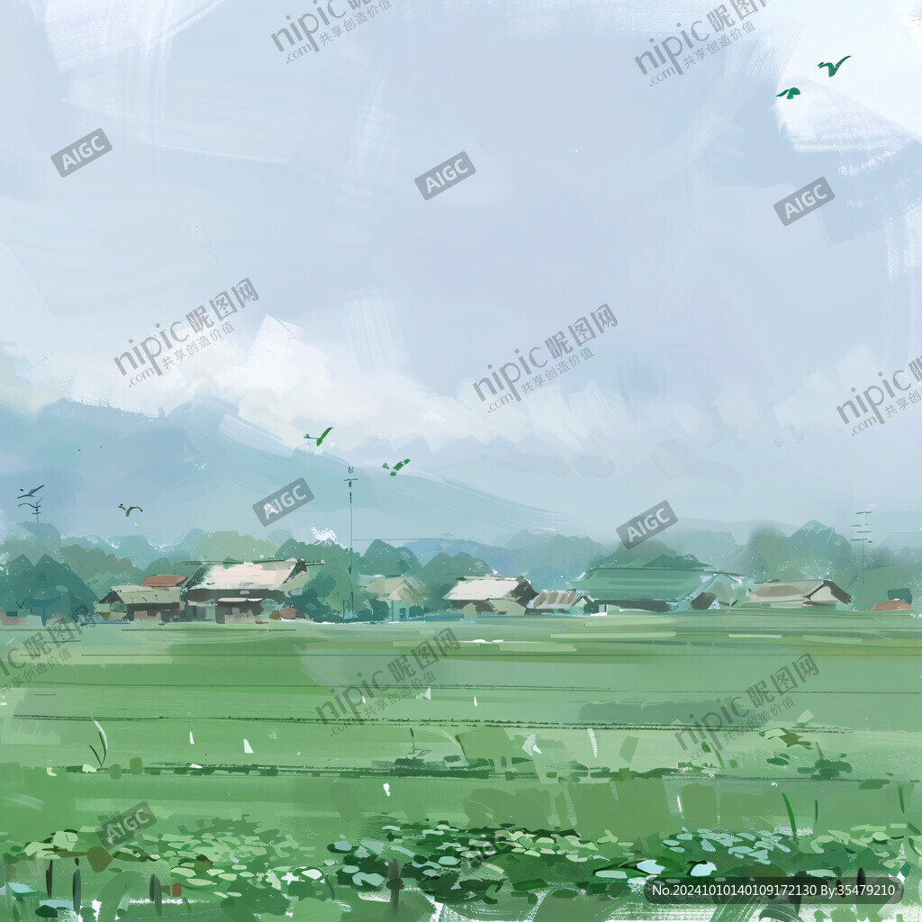 農村風景插畫