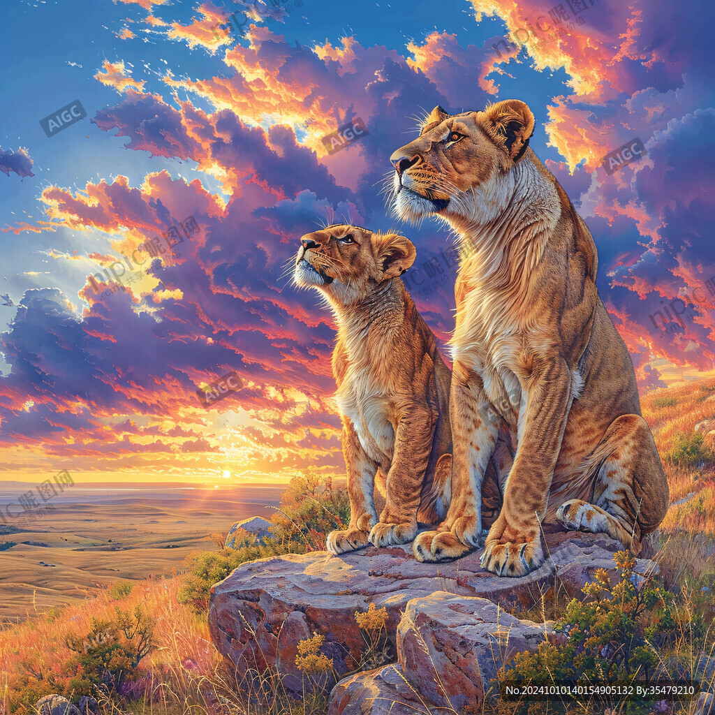 獅子母子圖