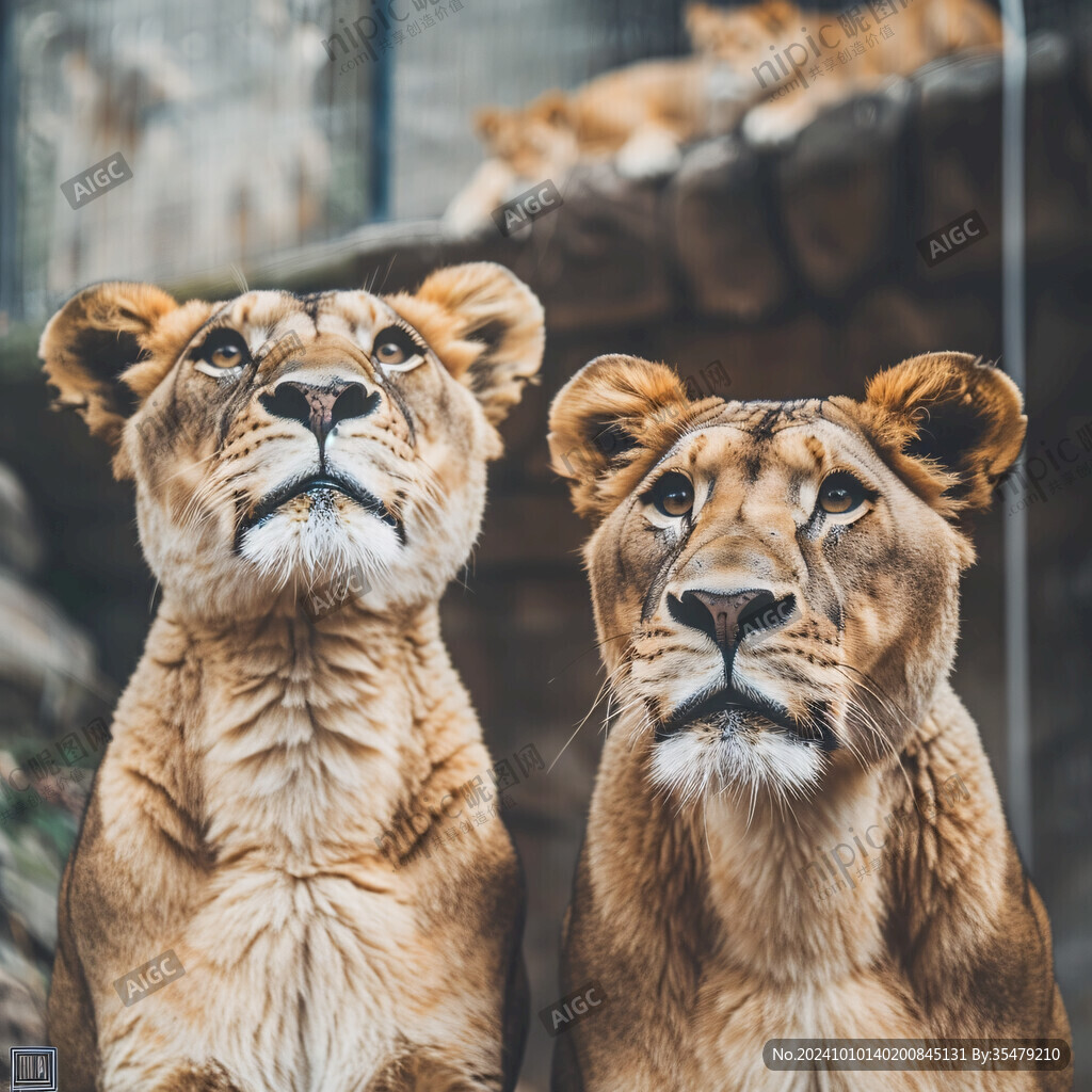 雄獅雌獅小獅子