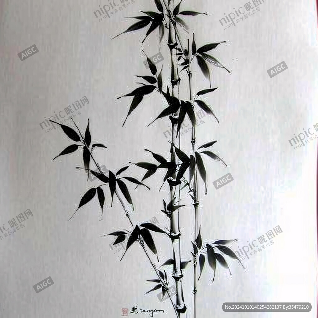 精品鼠繪竹子