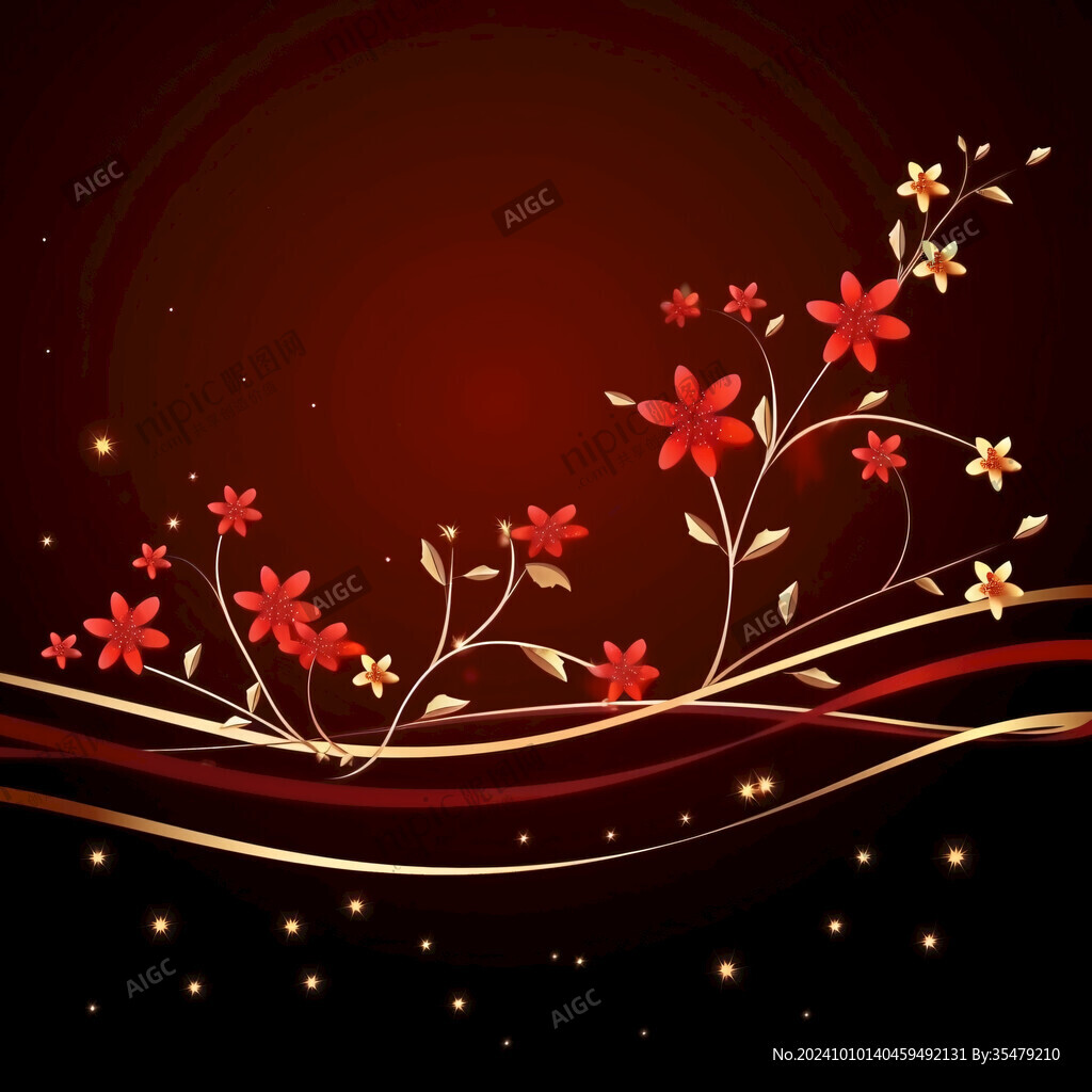 紅色星光花朵背景