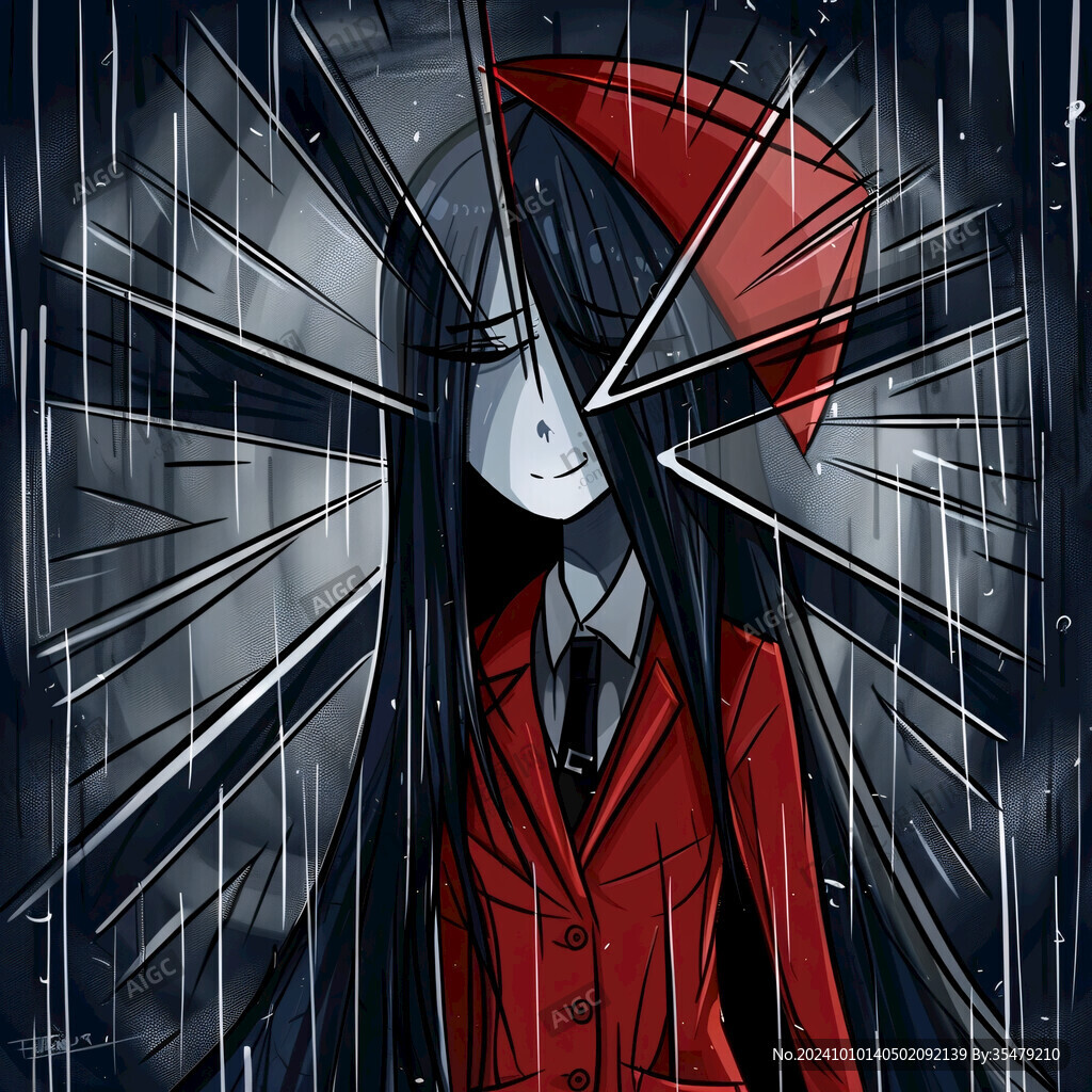 撐紅雨傘的女孩