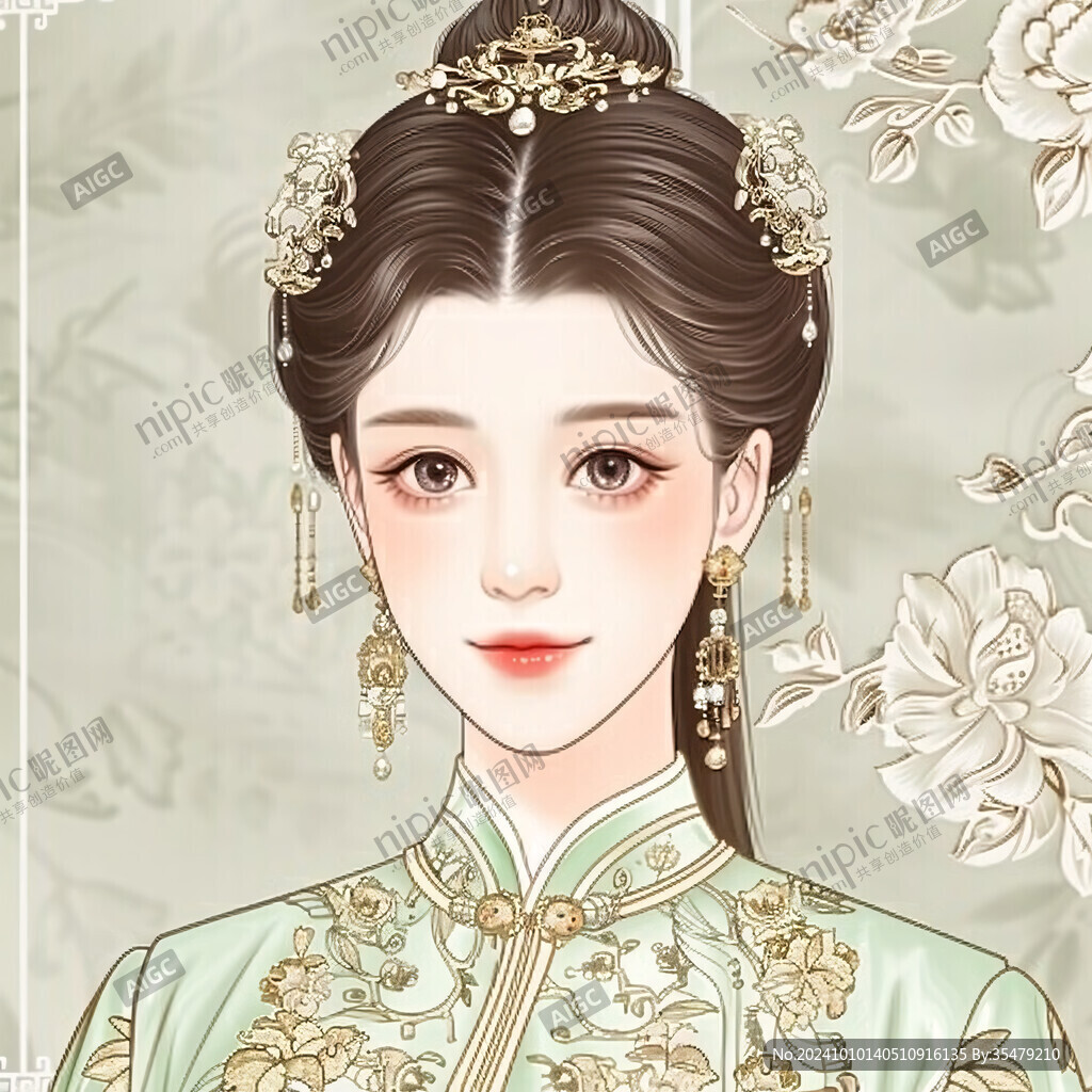 中式新娘插畫