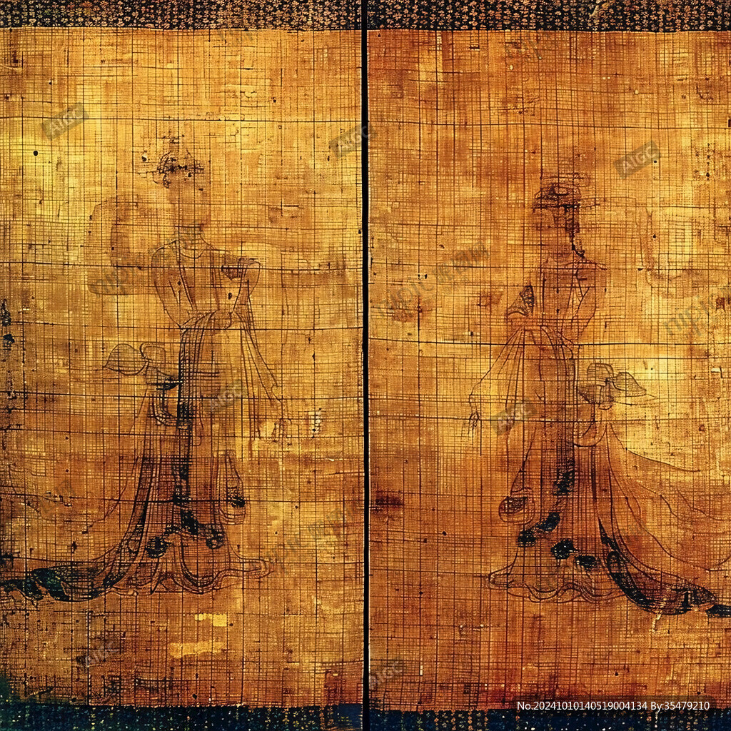 雙女侍座圖