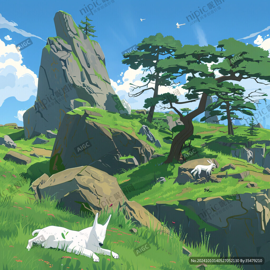風景動物插畫