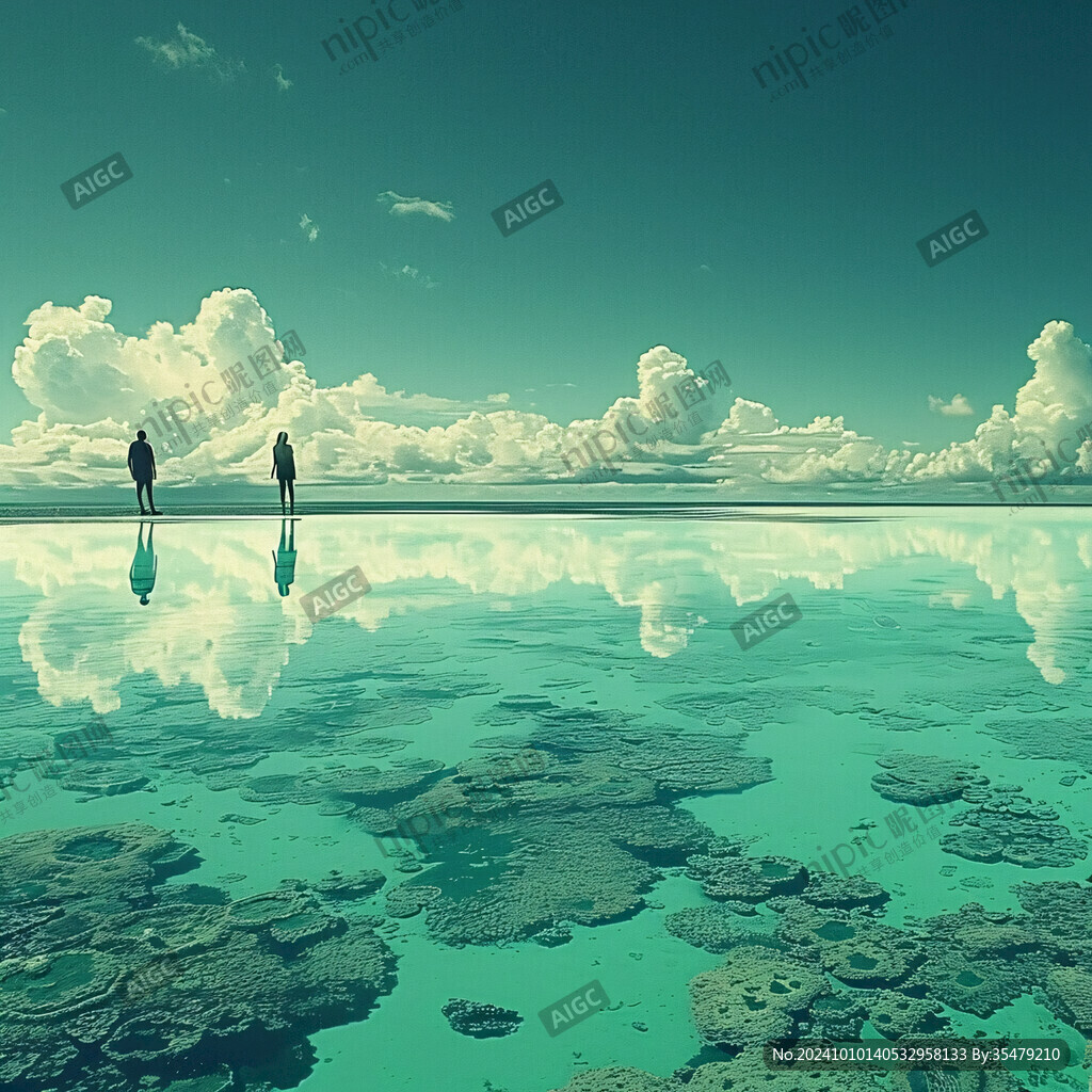咸水湖旅游湖水鹽云朵