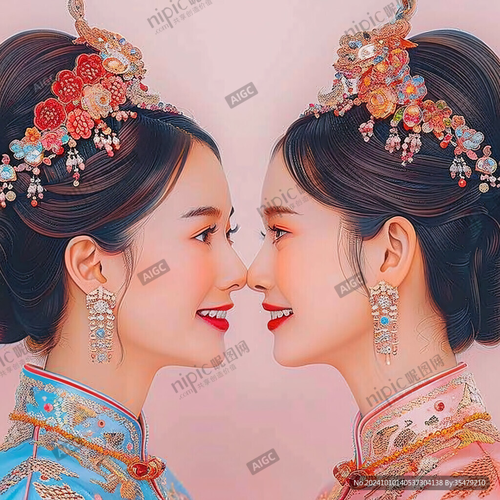中式新娘插畫