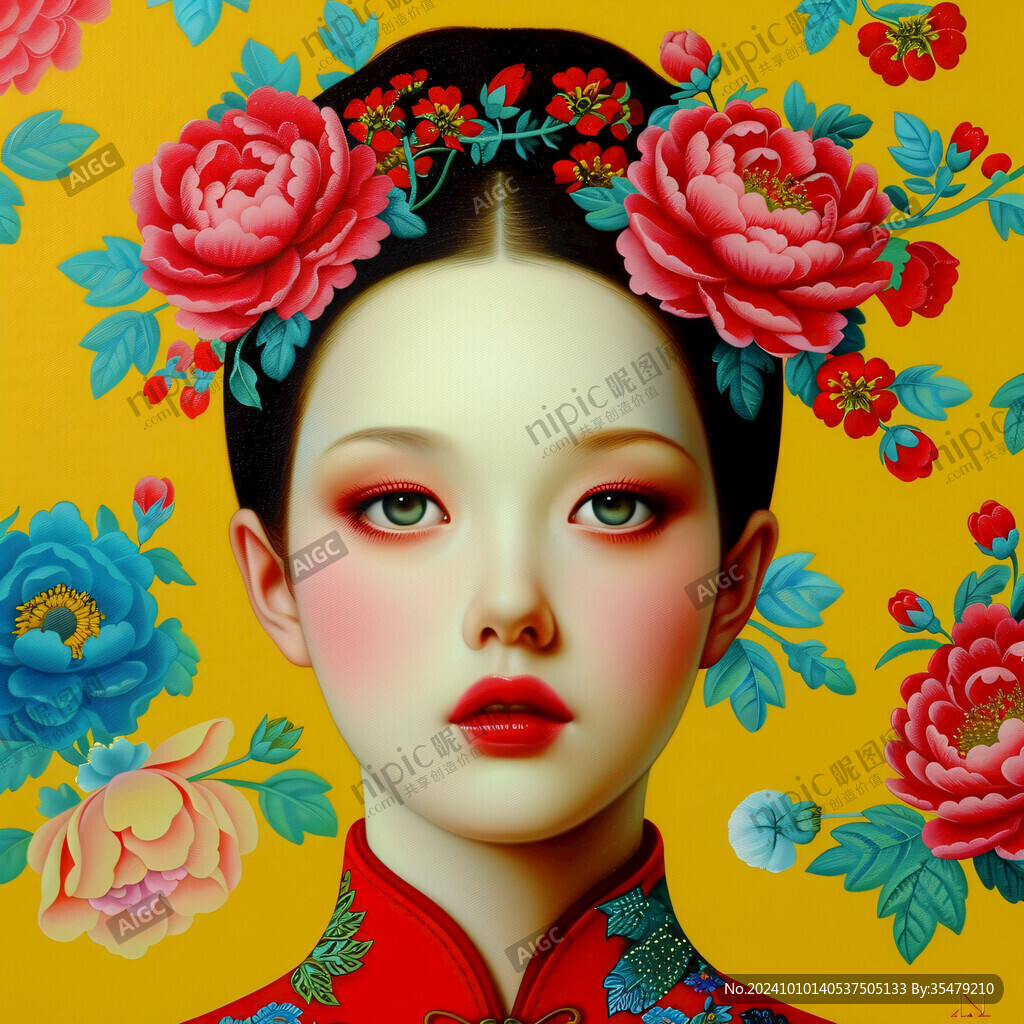 中式新娘插畫