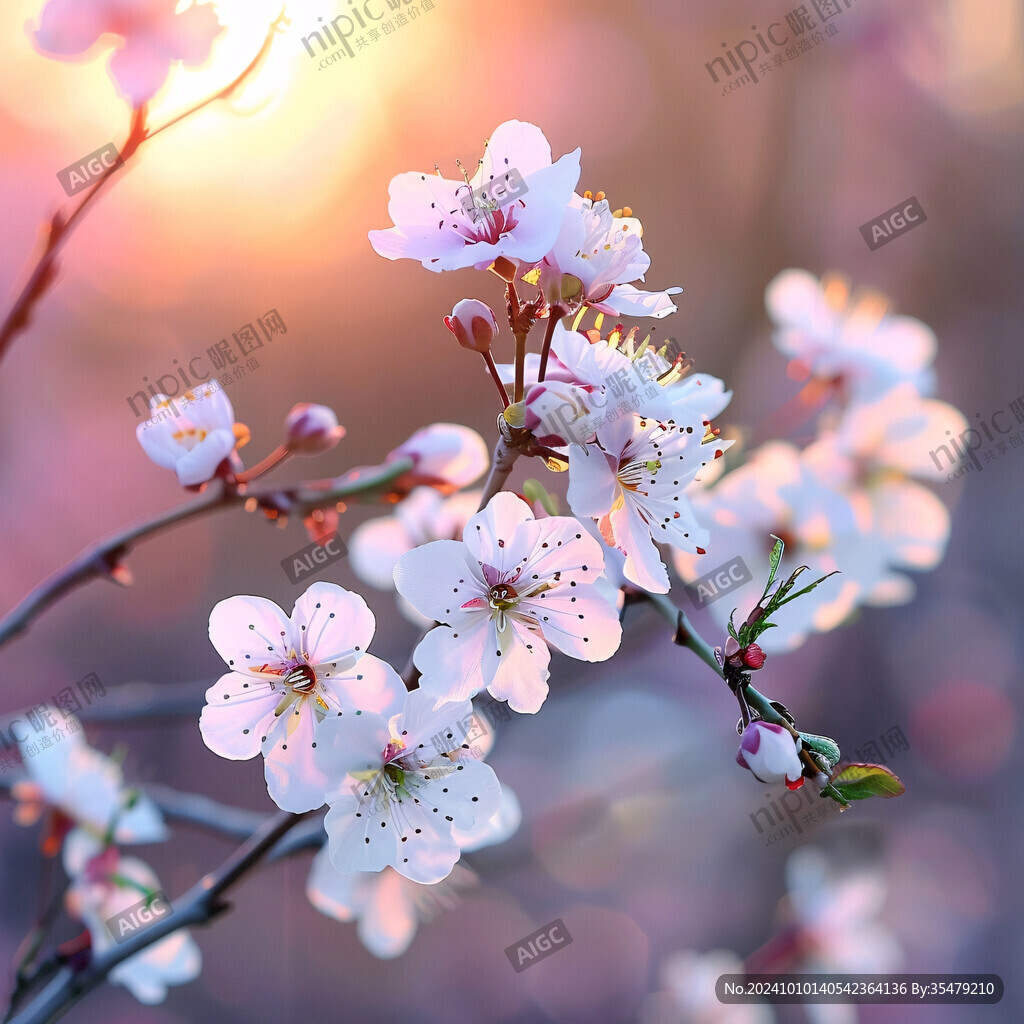 光影美麗的桃花