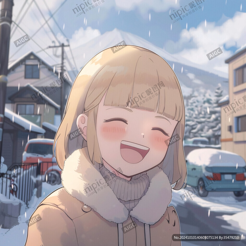 大雪女孩插畫