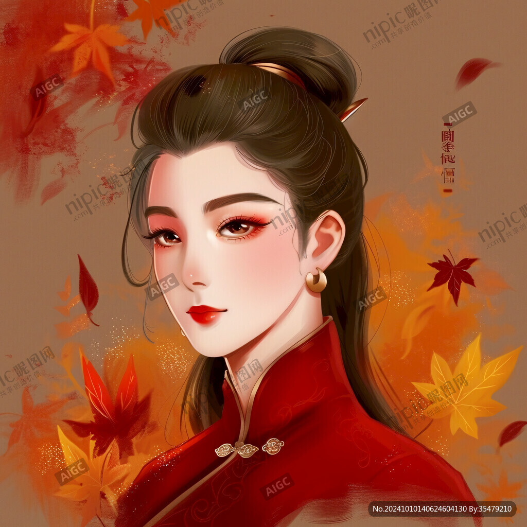 紅衣美人插畫