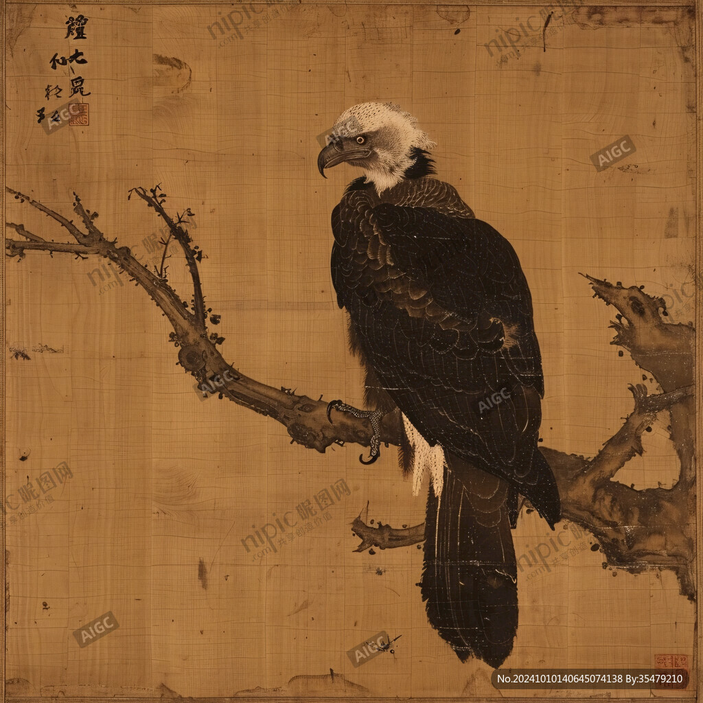 工筆花鳥畫鷹