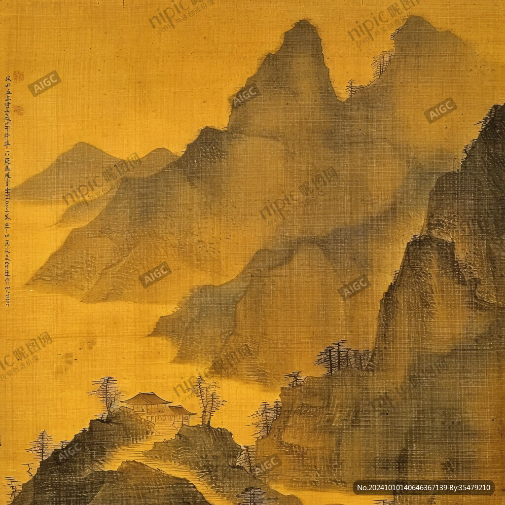 金色布紋山水