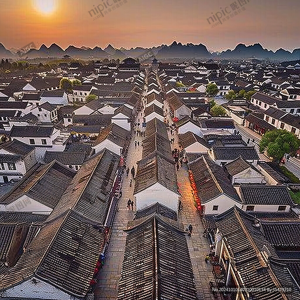 俯瞰古鎮(zhèn)圖片素材下載