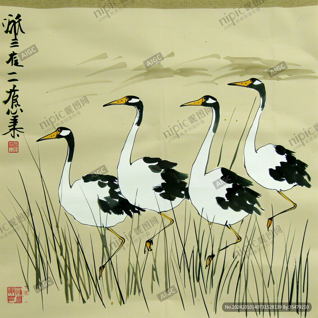 手繪蘆雁圖