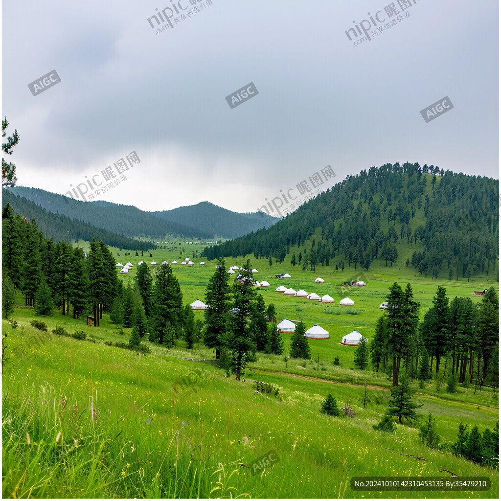 遠山森林草原蒙古包