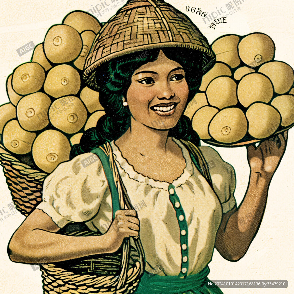 農(nóng)家女孩水果插畫