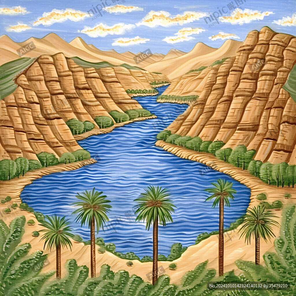 沙漠綠洲插畫
