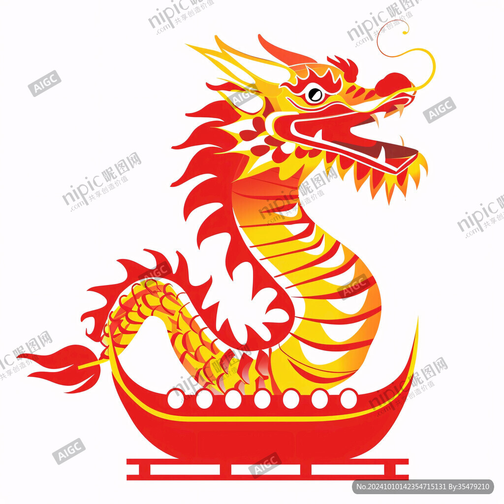 紅色中國風龍手繪