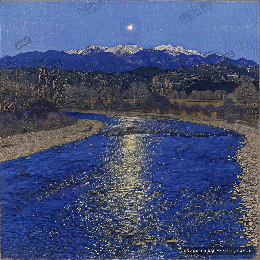 雪山河流圖