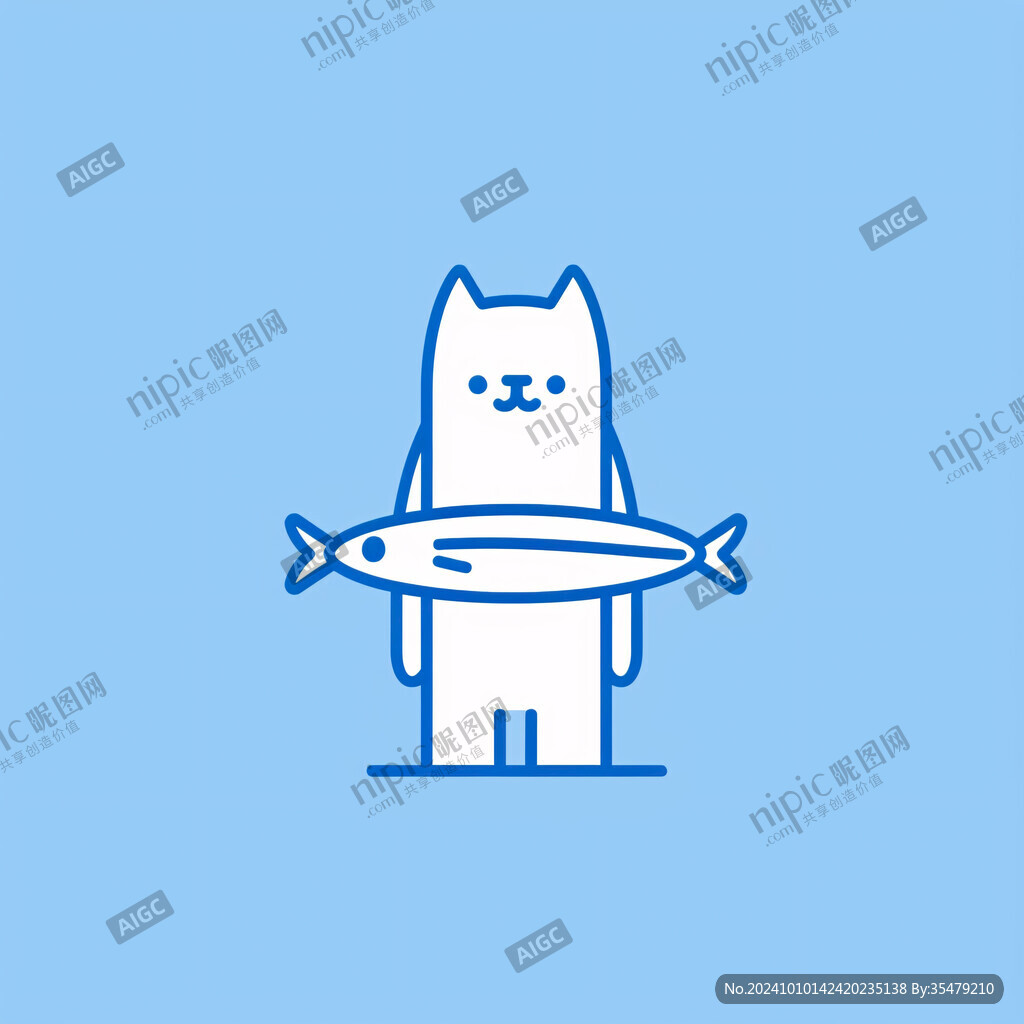 貓咪抱魚標(biāo)志