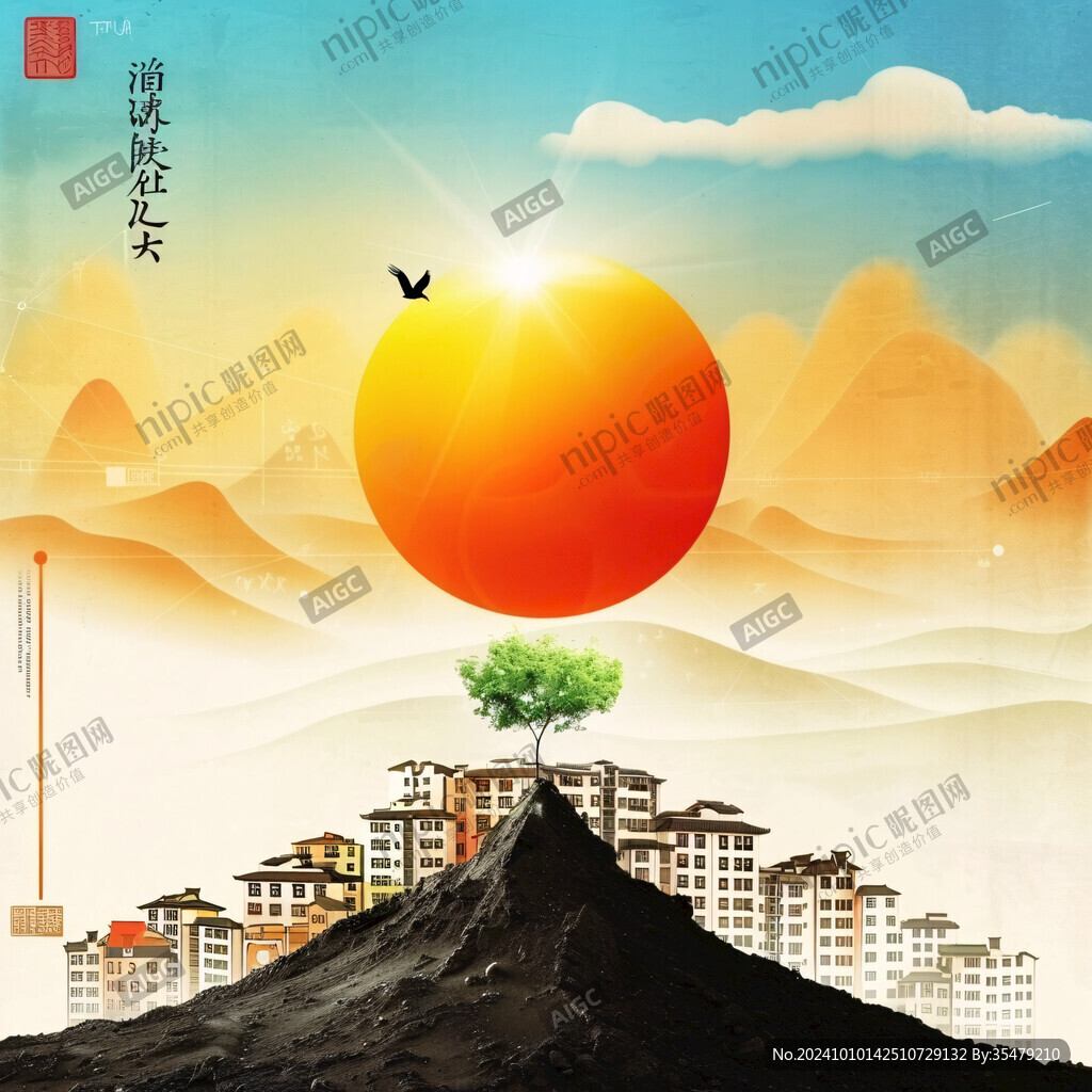 旭日東升插畫