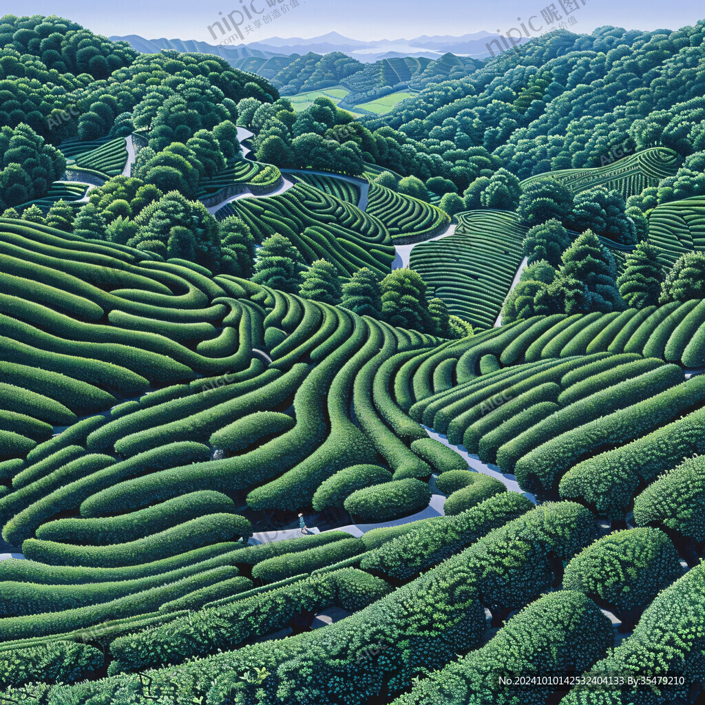 茶園風景裝飾畫