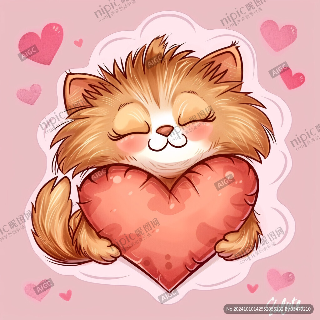 卡通長毛貓插畫