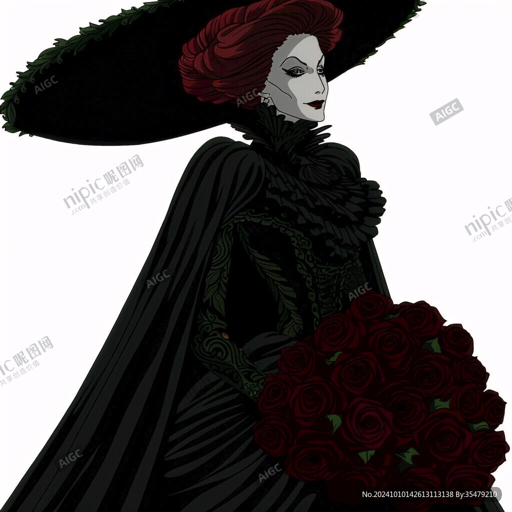 玫瑰女郎手繪插畫
