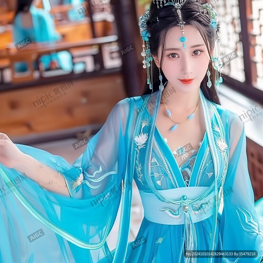 藍(lán)色古裝衣服