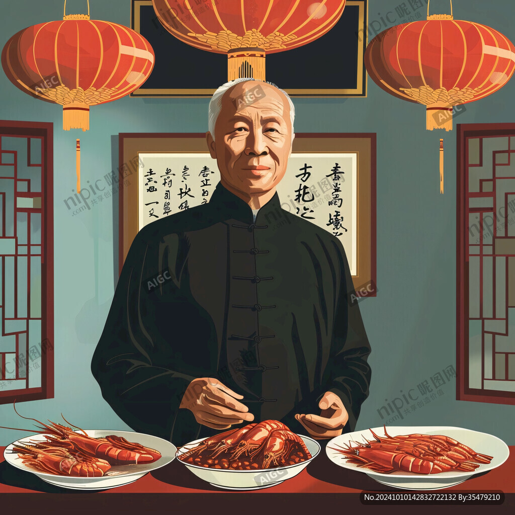 粵菜人物插畫