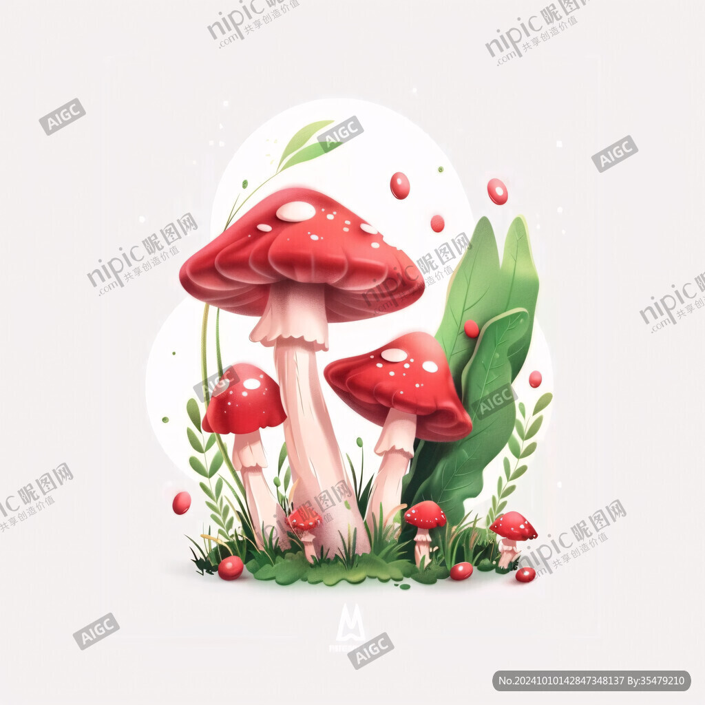 紅乳牛肝菌插畫