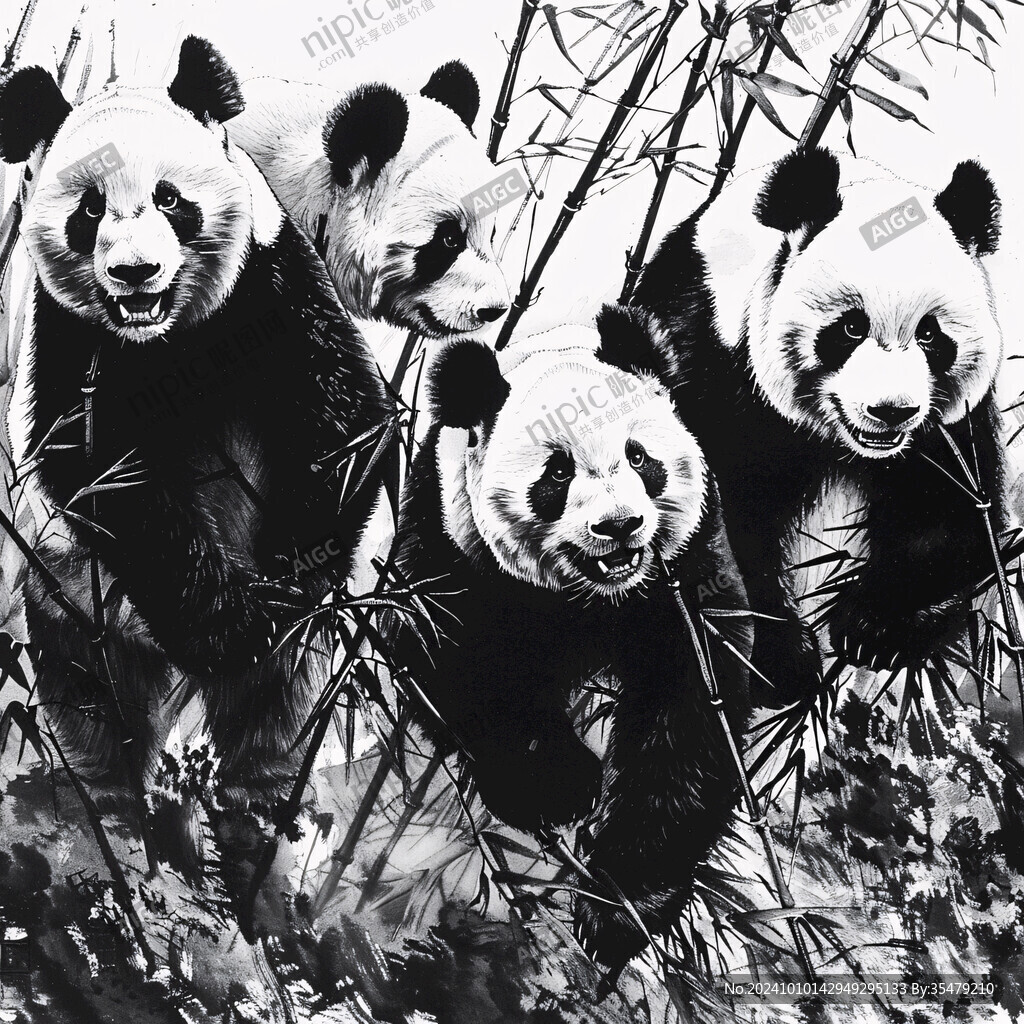 熊貓拼貼畫