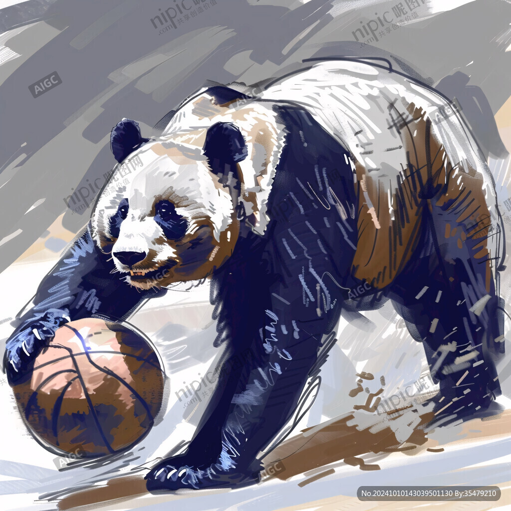 珍稀動(dòng)物熊貓插畫