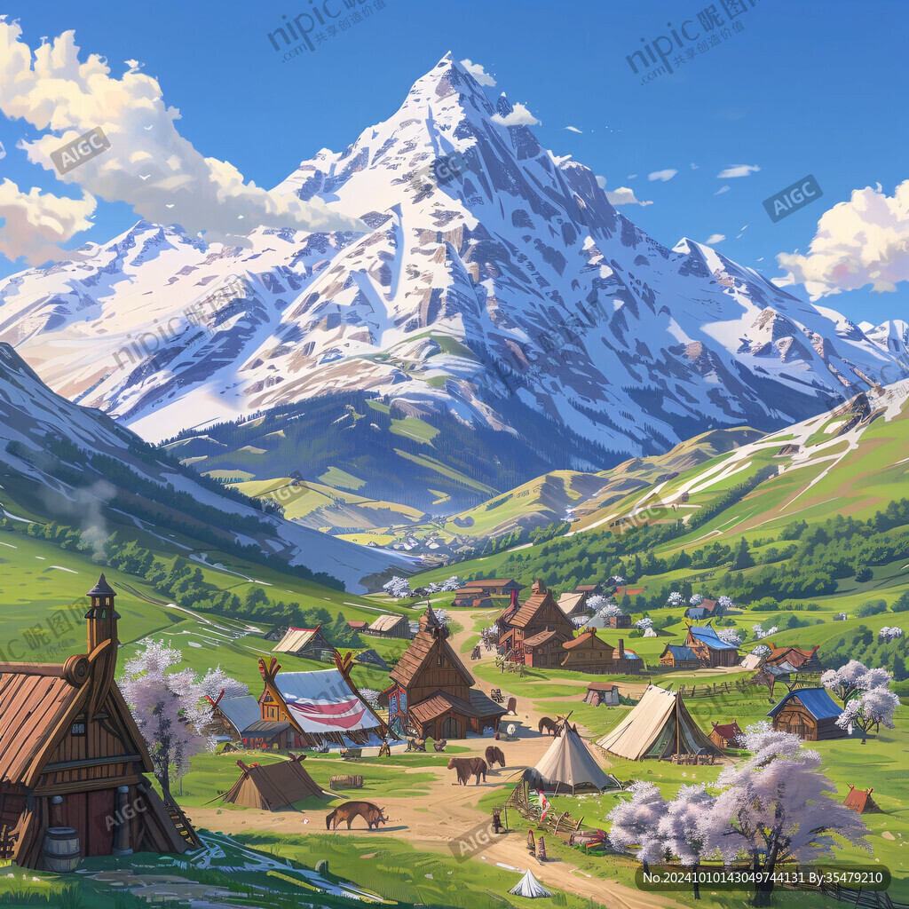 插畫圖山插畫