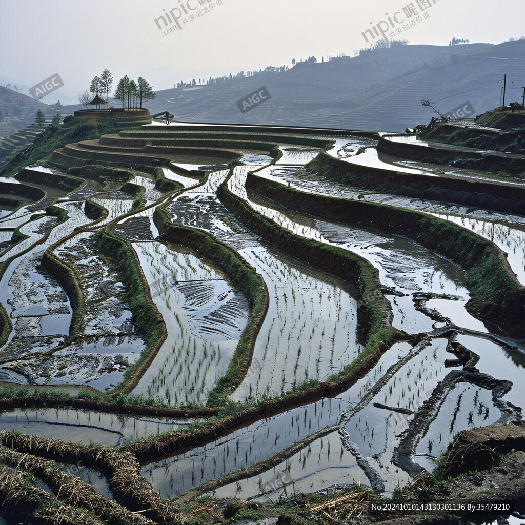 愛春藍(lán)梯田