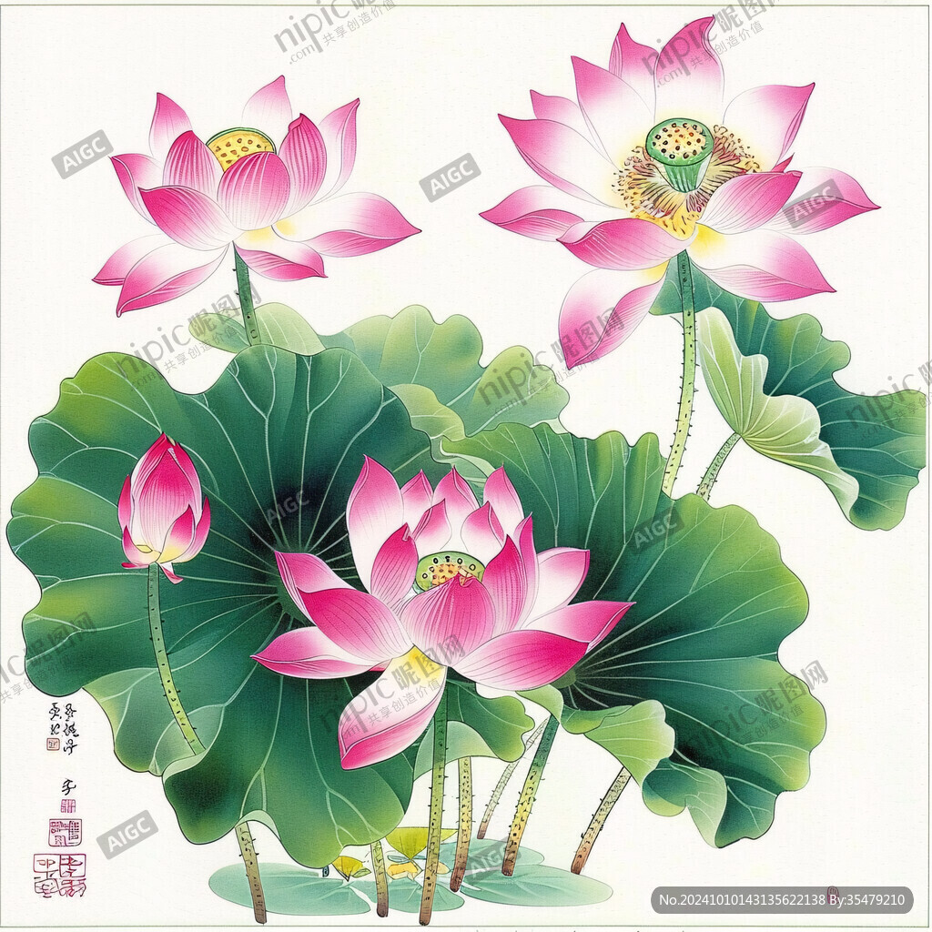 荷花工筆畫荷花書畫
