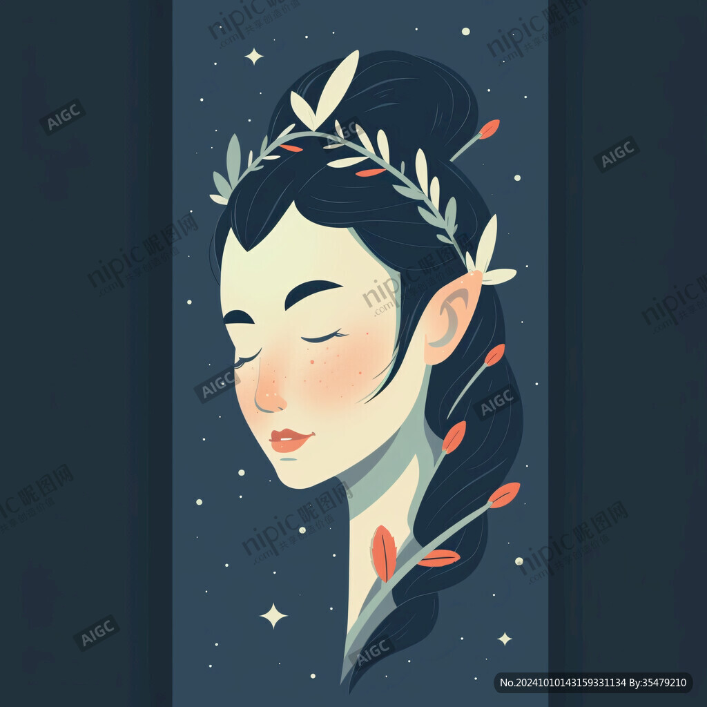 東方睡眠女子插畫