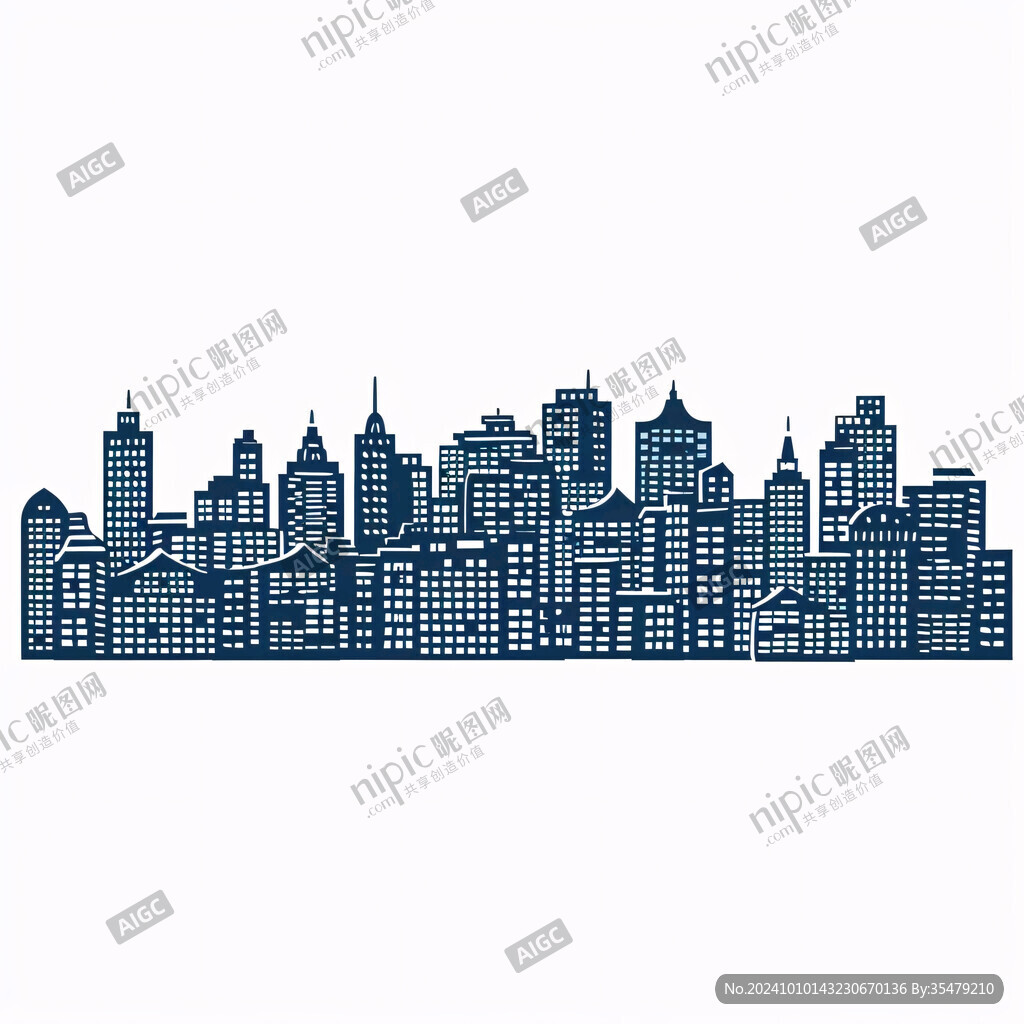 城市建筑城市線描圖