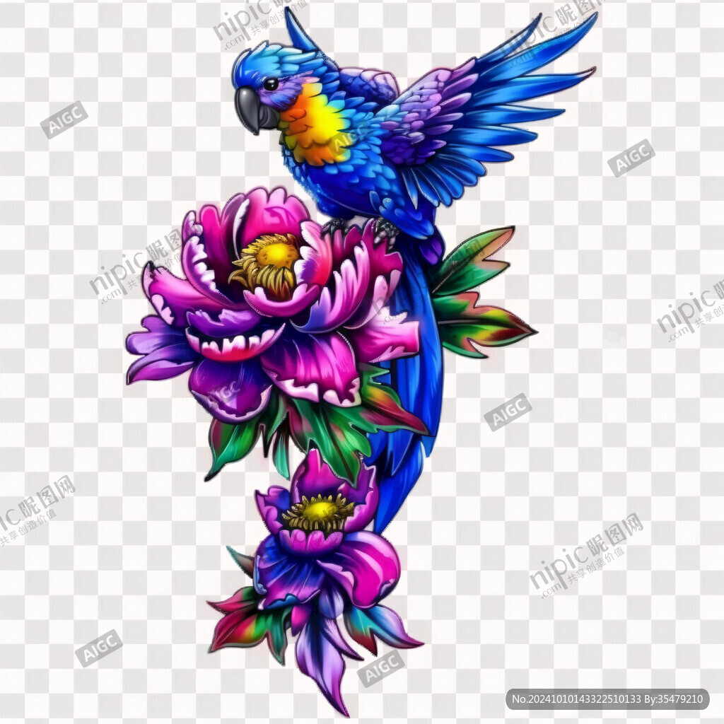 彩色鸚鵡插畫
