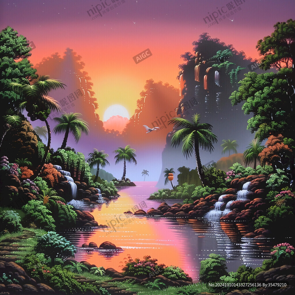 皓月雄風景觀插畫