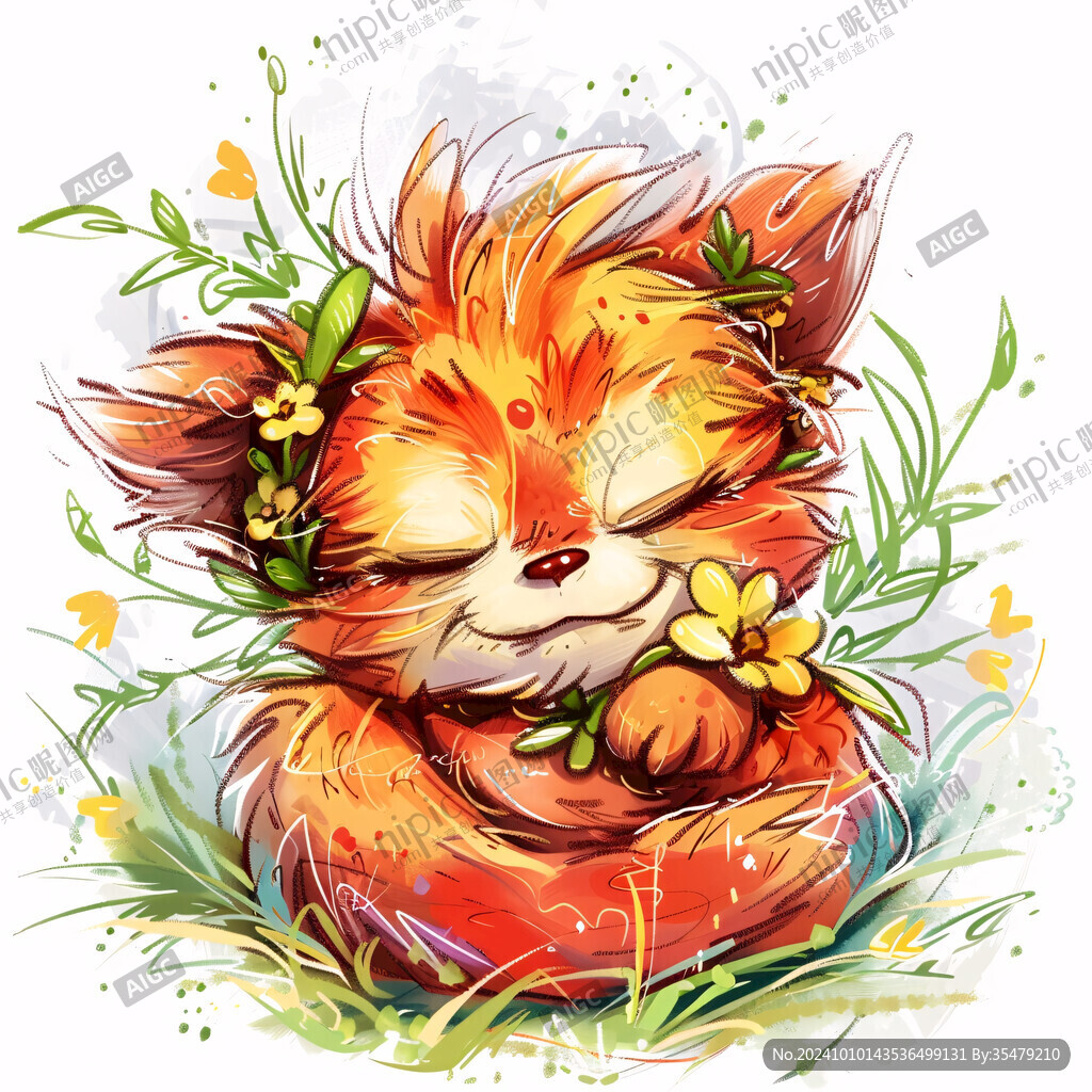 狐貍花草插畫