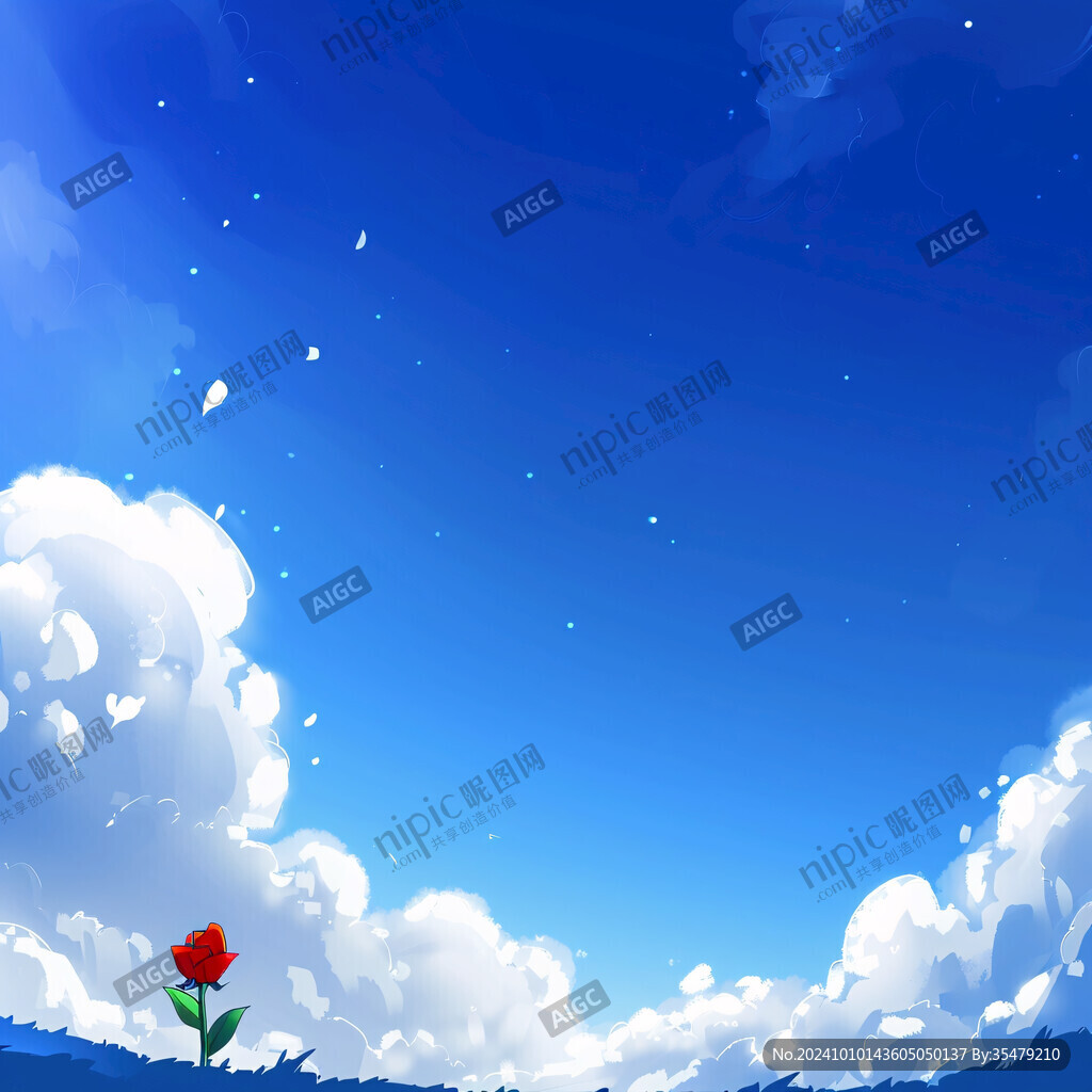 插畫藍天白云