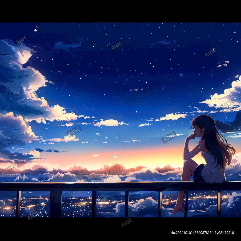 星空下的少女