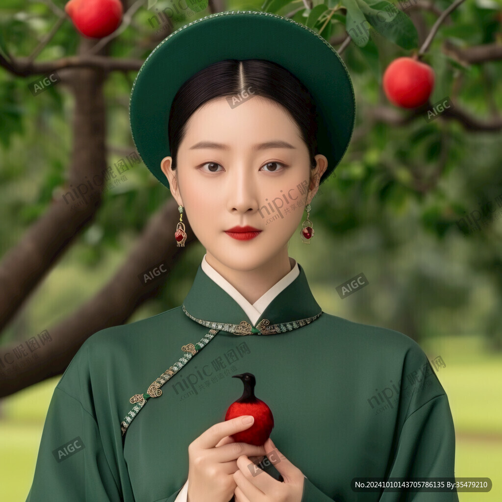 國風蘋果的女人