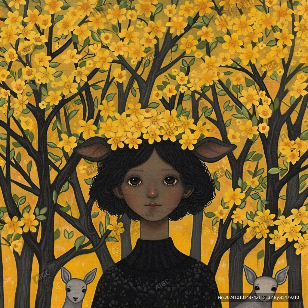 森系人物插畫