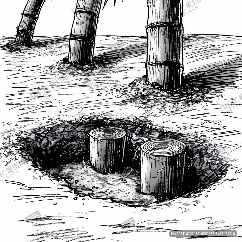 竹子穿樹洞