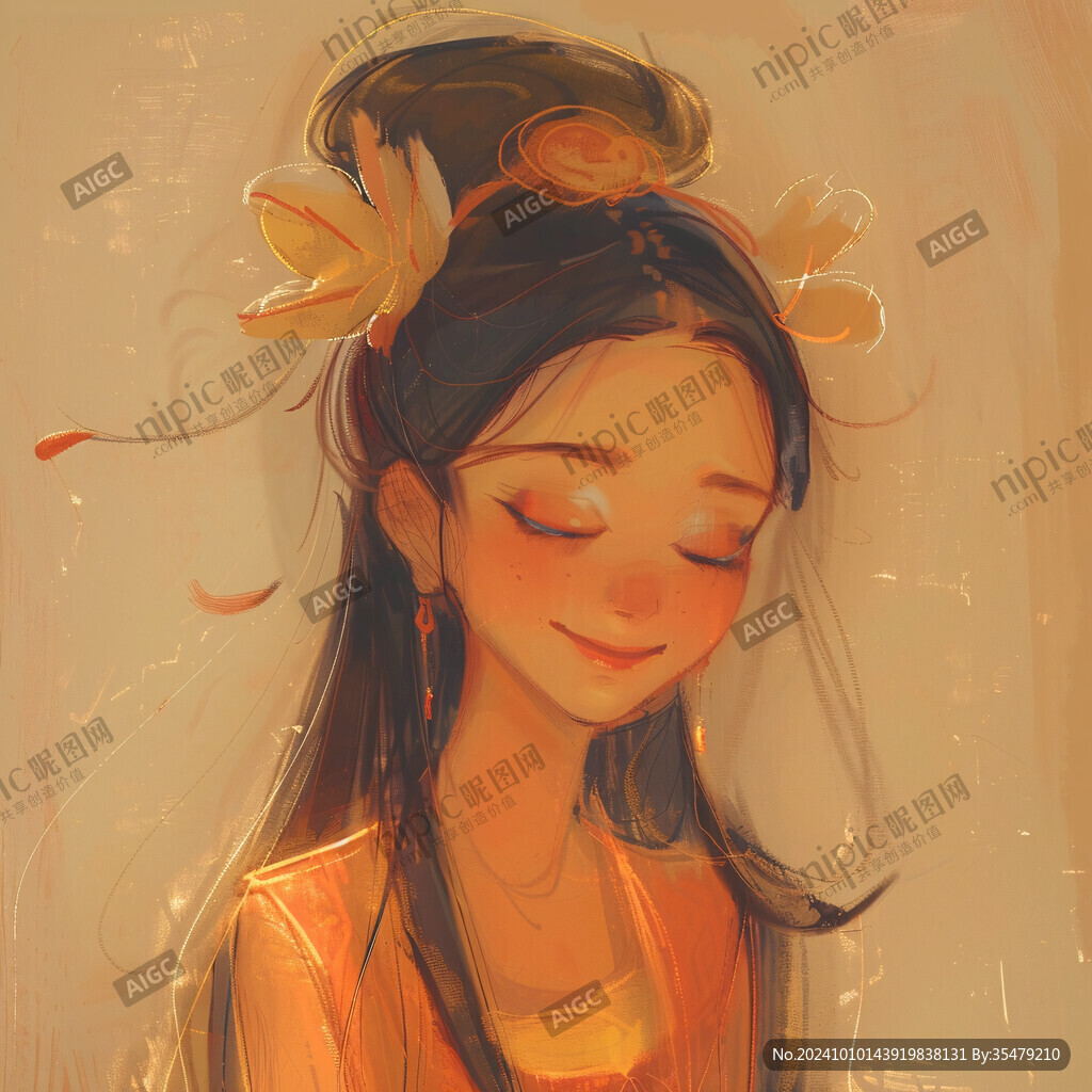 東方睡眠女子插畫
