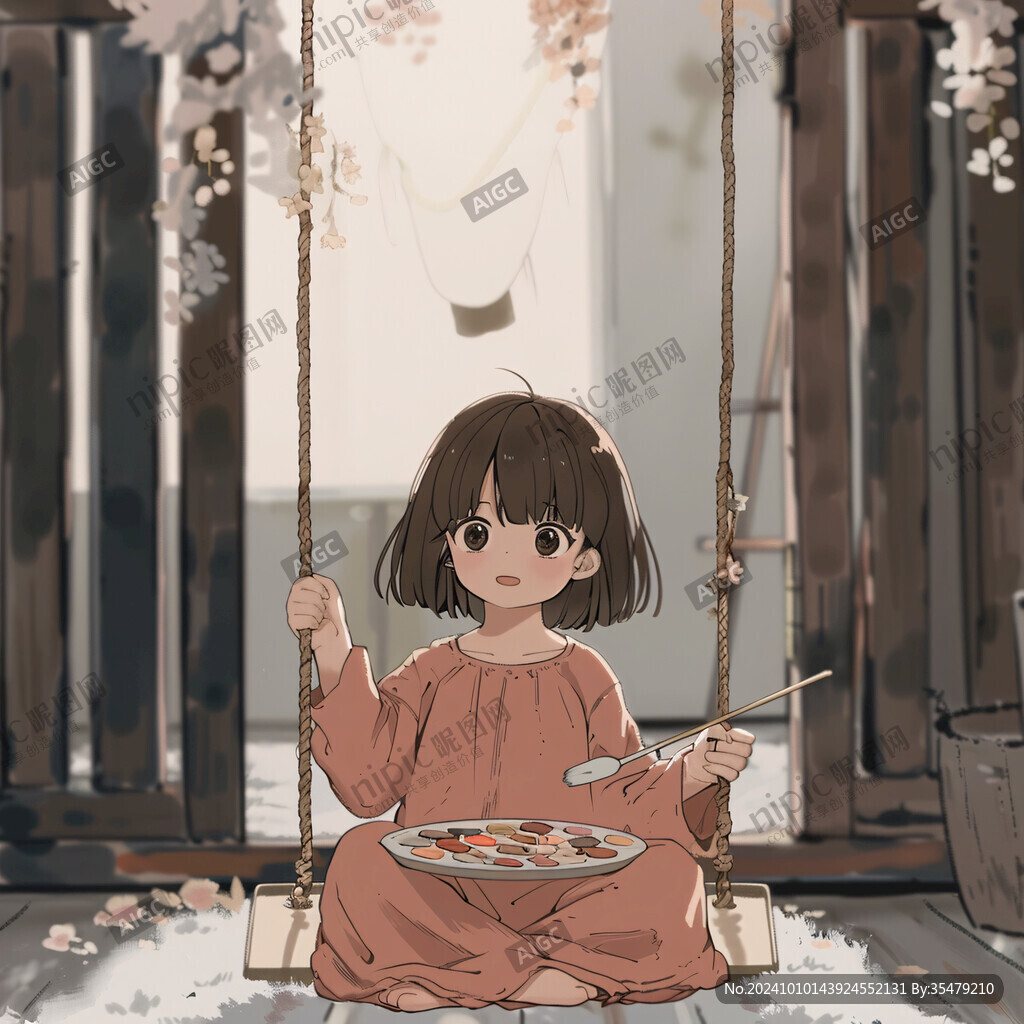 午后的小女孩插畫