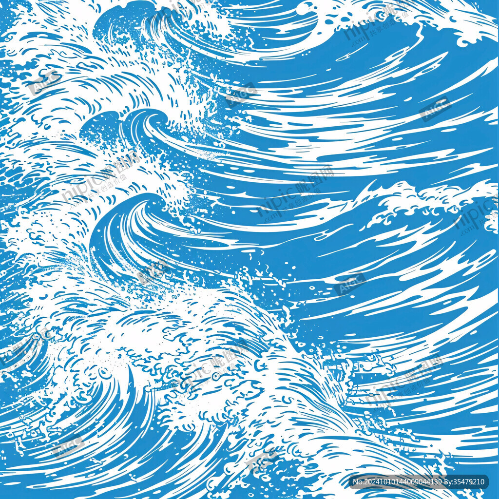 浪花手繪圖